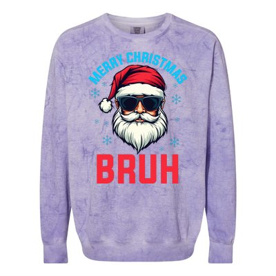 Merry Christmas Bruh Colorblast Crewneck Sweatshirt