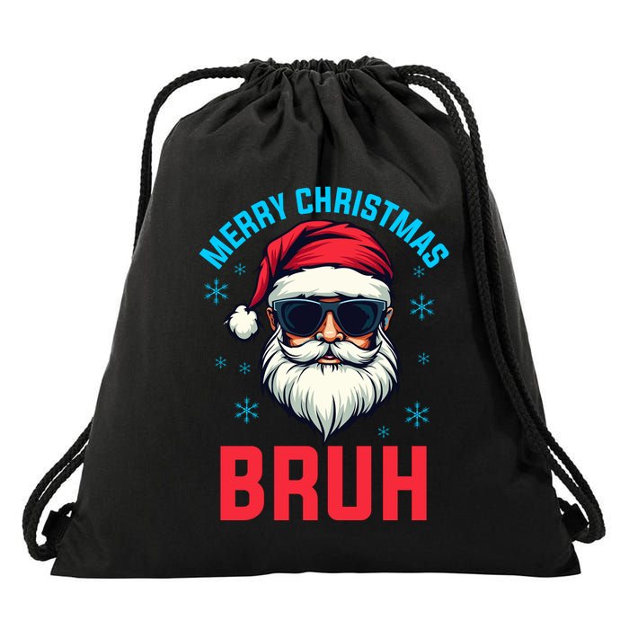 Merry Christmas Bruh Drawstring Bag