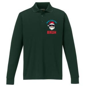 Merry Christmas Bruh Performance Long Sleeve Polo