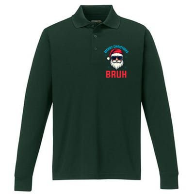 Merry Christmas Bruh Performance Long Sleeve Polo