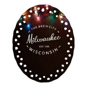 Milwaukee City Brew City 1848 Wisconsin Souvenir Ceramic Oval Ornament