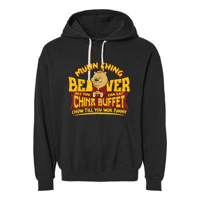 Muhn Ching Beaver All You Can Eat China Buffet Funny Garment-Dyed Fleece Hoodie