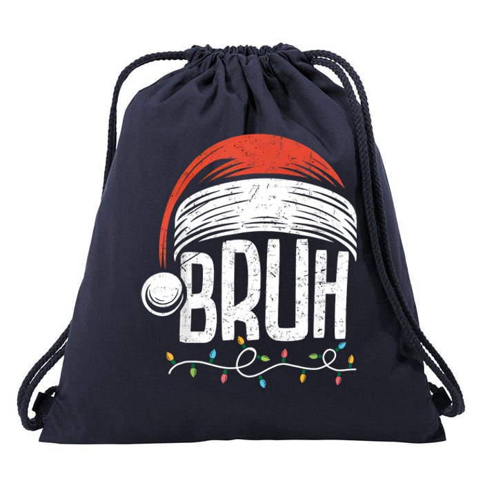 Merry Christmas Bruh Xmas Meme Funny Saying Drawstring Bag