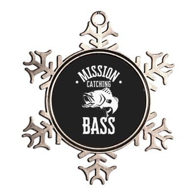 Mission Catching Bass Funny Fishing Metallic Star Ornament