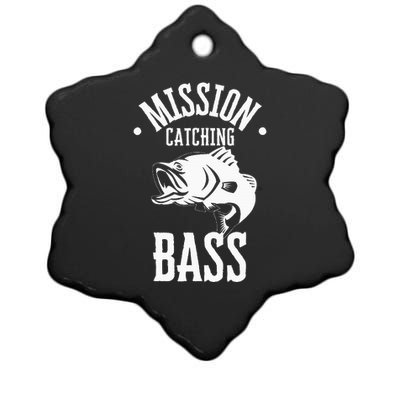 Mission Catching Bass Funny Fishing Ceramic Star Ornament