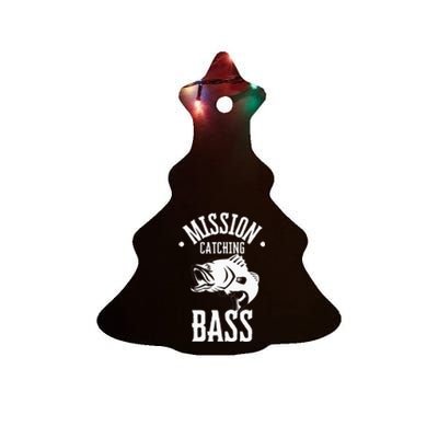 Mission Catching Bass Funny Fishing Ceramic Tree Ornament