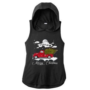 Merry Christmas Buffalo Truck Tree Red Plaid Leopard Women Ladies PosiCharge Tri-Blend Wicking Draft Hoodie Tank