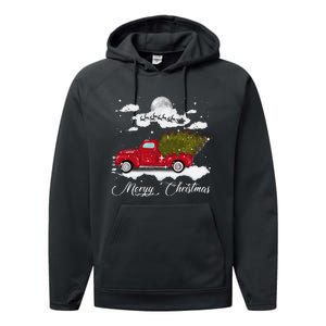 Merry Christmas Buffalo Truck Tree Red Plaid Leopard Women Performance Fleece Hoodie