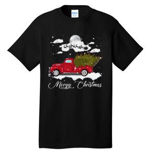 Merry Christmas Buffalo Truck Tree Red Plaid Leopard Women Tall T-Shirt