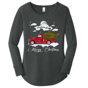 Merry Christmas Buffalo Truck Tree Red Plaid Leopard Women Women's Perfect Tri Tunic Long Sleeve Shirt