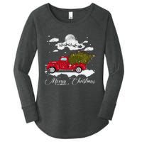 Merry Christmas Buffalo Truck Tree Red Plaid Leopard Women Women's Perfect Tri Tunic Long Sleeve Shirt