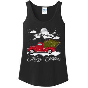 Merry Christmas Buffalo Truck Tree Red Plaid Leopard Women Ladies Essential Tank