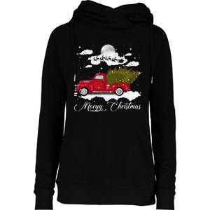 Merry Christmas Buffalo Truck Tree Red Plaid Leopard Women Womens Funnel Neck Pullover Hood