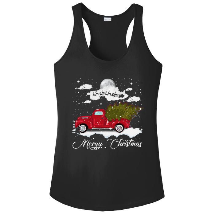 Merry Christmas Buffalo Truck Tree Red Plaid Leopard Women Ladies PosiCharge Competitor Racerback Tank