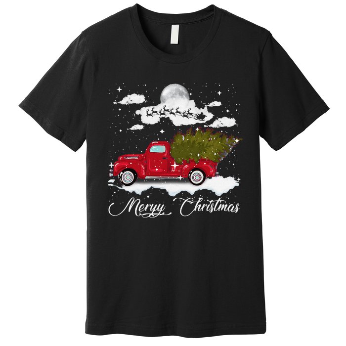 Merry Christmas Buffalo Truck Tree Red Plaid Leopard Women Premium T-Shirt