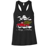 Merry Christmas Buffalo Truck Tree Red Plaid Leopard Women Women's Racerback Tank