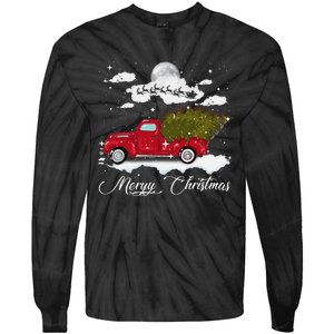 Merry Christmas Buffalo Truck Tree Red Plaid Leopard Women Tie-Dye Long Sleeve Shirt