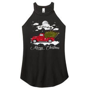 Merry Christmas Buffalo Truck Tree Red Plaid Leopard Women Women's Perfect Tri Rocker Tank