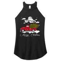 Merry Christmas Buffalo Truck Tree Red Plaid Leopard Women Women's Perfect Tri Rocker Tank