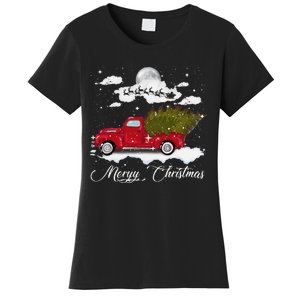 Merry Christmas Buffalo Truck Tree Red Plaid Leopard Women Women's T-Shirt