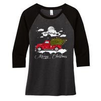 Merry Christmas Buffalo Truck Tree Red Plaid Leopard Women Women's Tri-Blend 3/4-Sleeve Raglan Shirt