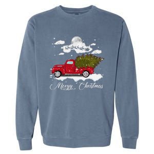 Merry Christmas Buffalo Truck Tree Red Plaid Leopard Women Garment-Dyed Sweatshirt