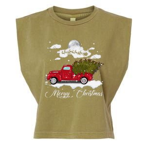 Merry Christmas Buffalo Truck Tree Red Plaid Leopard Women Garment-Dyed Women's Muscle Tee