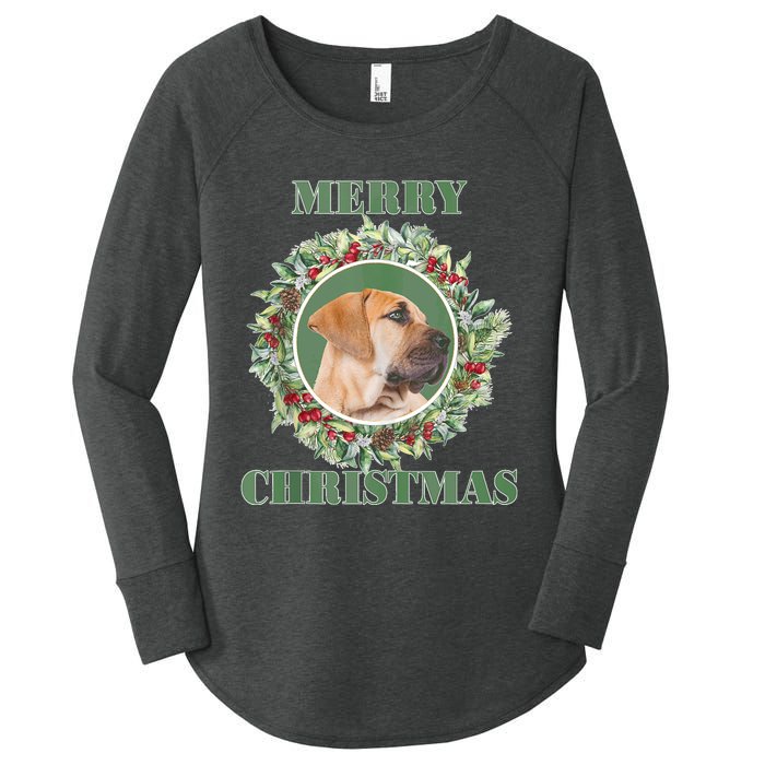 Merry Christmas Boerboel Tank Top Women's Perfect Tri Tunic Long Sleeve Shirt