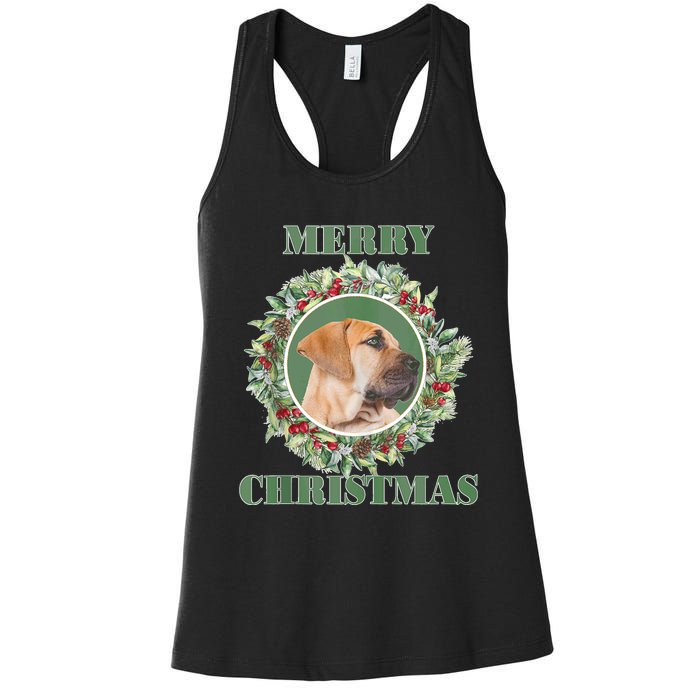 Merry Christmas Boerboel Tank Top Women's Racerback Tank