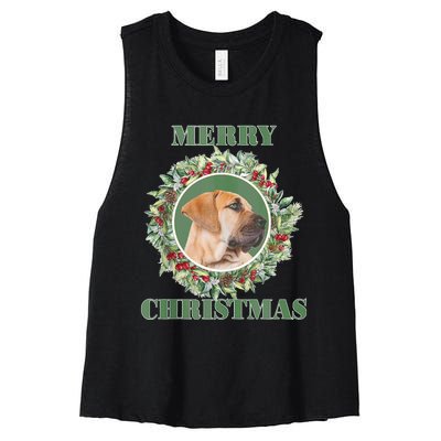 Merry Christmas Boerboel Tank Top Women's Racerback Cropped Tank