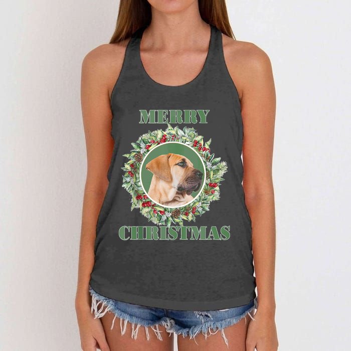 Merry Christmas Boerboel Tank Top Women's Knotted Racerback Tank