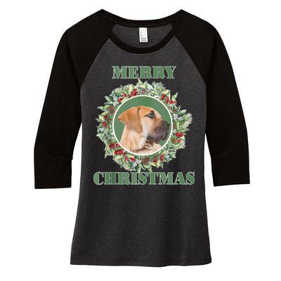 Merry Christmas Boerboel Tank Top Women's Tri-Blend 3/4-Sleeve Raglan Shirt