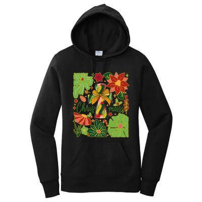 Merry Christmas Boho Flowers Cross Christian Women Girl Women's Pullover Hoodie