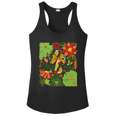 Merry Christmas Boho Flowers Cross Christian Women Girl Ladies PosiCharge Competitor Racerback Tank