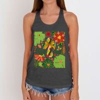 Merry Christmas Boho Flowers Cross Christian Women Girl Women's Knotted Racerback Tank