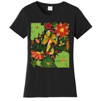 Merry Christmas Boho Flowers Cross Christian Women Girl Women's T-Shirt