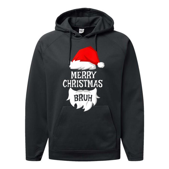 Merry Christmas Bruh Santa Xmas Family Matching Costume Performance Fleece Hoodie