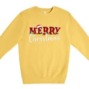 Merry Christmas Buffalo Plaid Red Santa Family Xmas Pajamas Premium Crewneck Sweatshirt