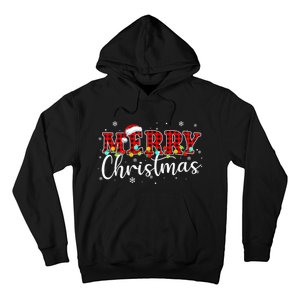 Merry Christmas Buffalo Plaid Red Santa Family Xmas Pajamas Hoodie