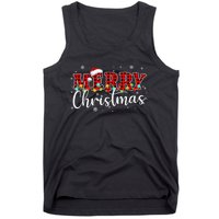 Merry Christmas Buffalo Plaid Red Santa Family Xmas Pajamas Tank Top