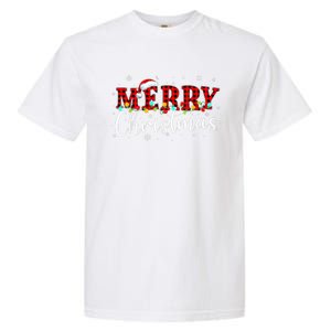 Merry Christmas Buffalo Plaid Red Santa Family Xmas Pajamas Garment-Dyed Heavyweight T-Shirt