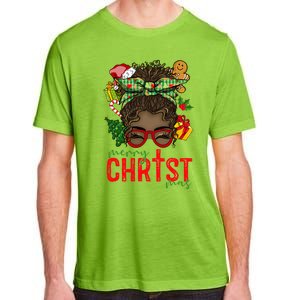 Merry Christmas Black Messy Bun Christmas Christian Gift Adult ChromaSoft Performance T-Shirt