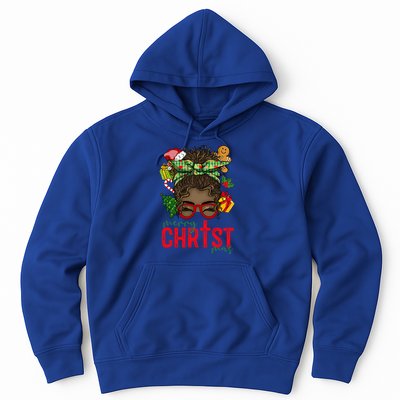 Merry Christmas Black Messy Bun Christmas Christian Gift Hoodie