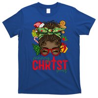 Merry Christmas Black Messy Bun Christmas Christian Gift T-Shirt