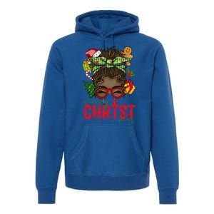 Merry Christmas Black Messy Bun Christmas Christian Gift Premium Hoodie