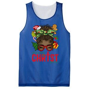 Merry Christmas Black Messy Bun Christmas Christian Gift Mesh Reversible Basketball Jersey Tank