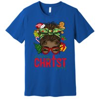 Merry Christmas Black Messy Bun Christmas Christian Gift Premium T-Shirt