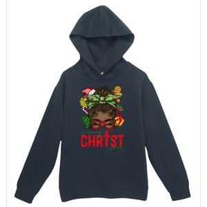 Merry Christmas Black Messy Bun Christmas Christian Gift Urban Pullover Hoodie