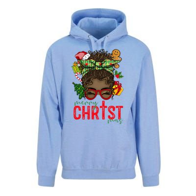 Merry Christmas Black Messy Bun Christmas Christian Gift Unisex Surf Hoodie