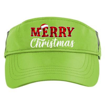 Merry Christmas Buffalo Plaid Red Santa Hat Xmas Pajamas Adult Drive Performance Visor